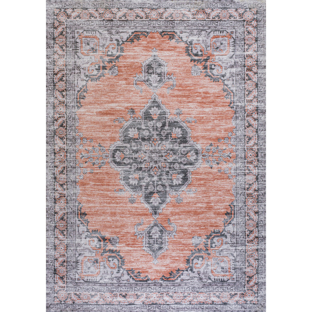 Wincer Chenille Cottage Medallion Machine-Washable Area Rug