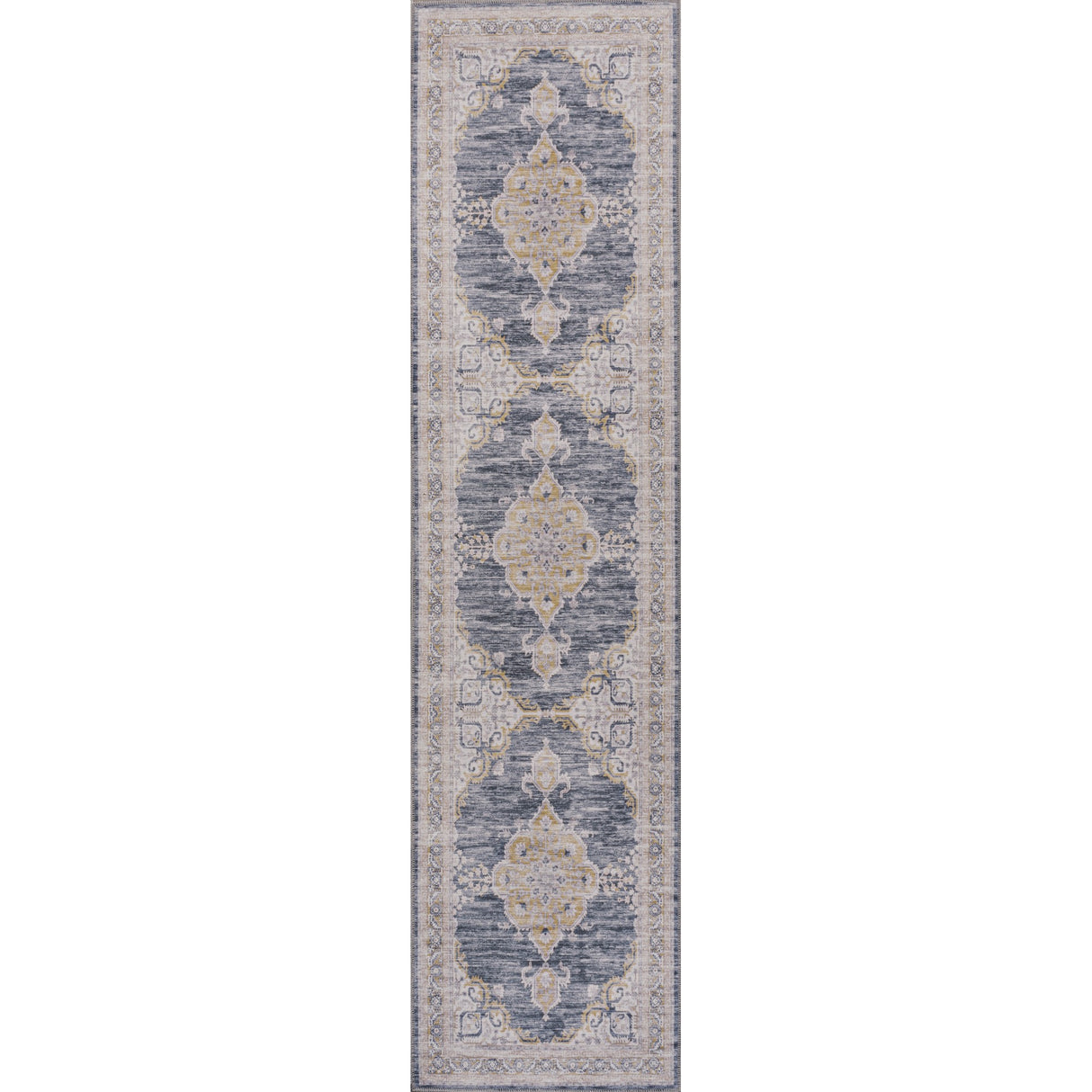 Wincer Chenille Cottage Medallion Machine-Washable Runner Rug