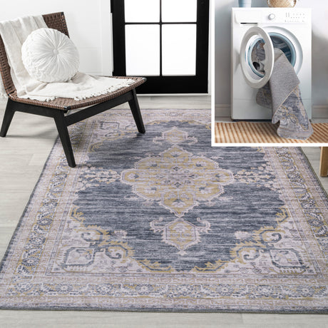 Wincer-Chenille-Cottage-Medallion-Machine-Washable-Area-Rug-Area-Rugs