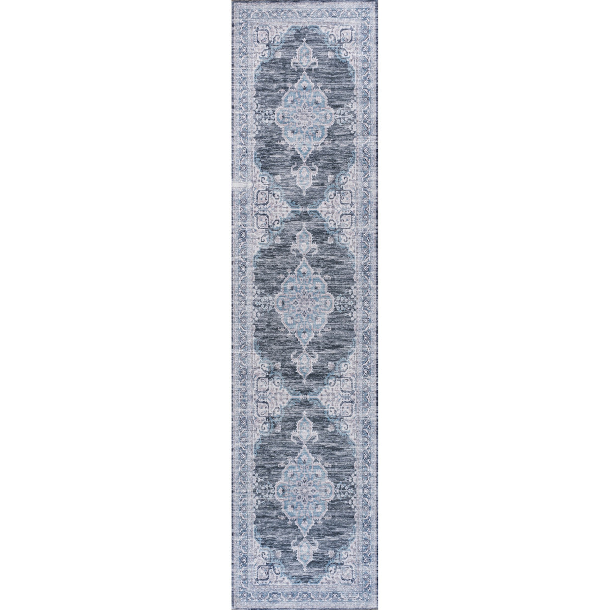 Wincer Chenille Cottage Medallion Machine-Washable Runner Rug