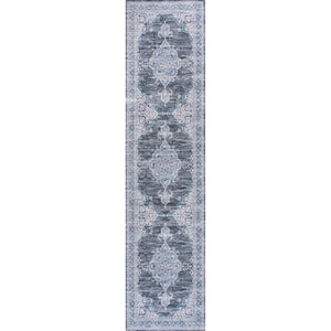 Wincer Chenille Cottage Medallion Machine-Washable Runner Rug