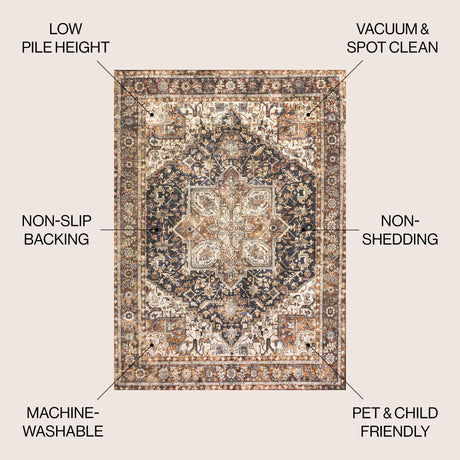 Chapell Chenille Mid-Century Medallion Machine-Washable Area Rug