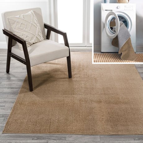 Twyla Classic Solid Low-Pile Machine-Washable Area Rug