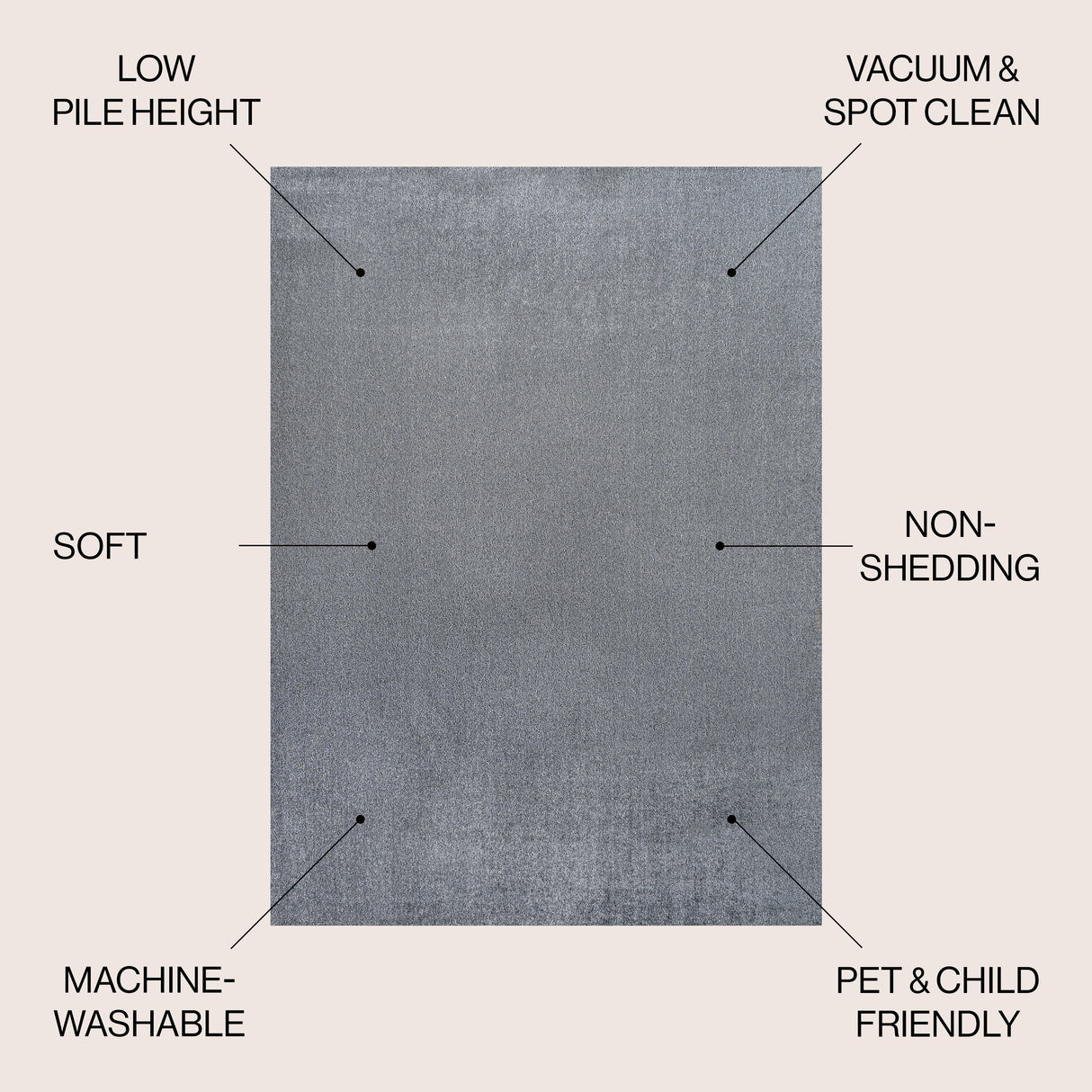 Twyla Classic Solid Low-Pile Machine-Washable Area Rug