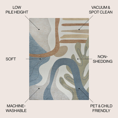 Algae Abstract Glam Botanical Machine-Washable Area Rug