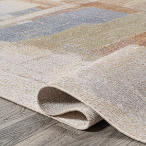 Weaver Abstract Coastal Watercolor Machine-Washable Runner Rug