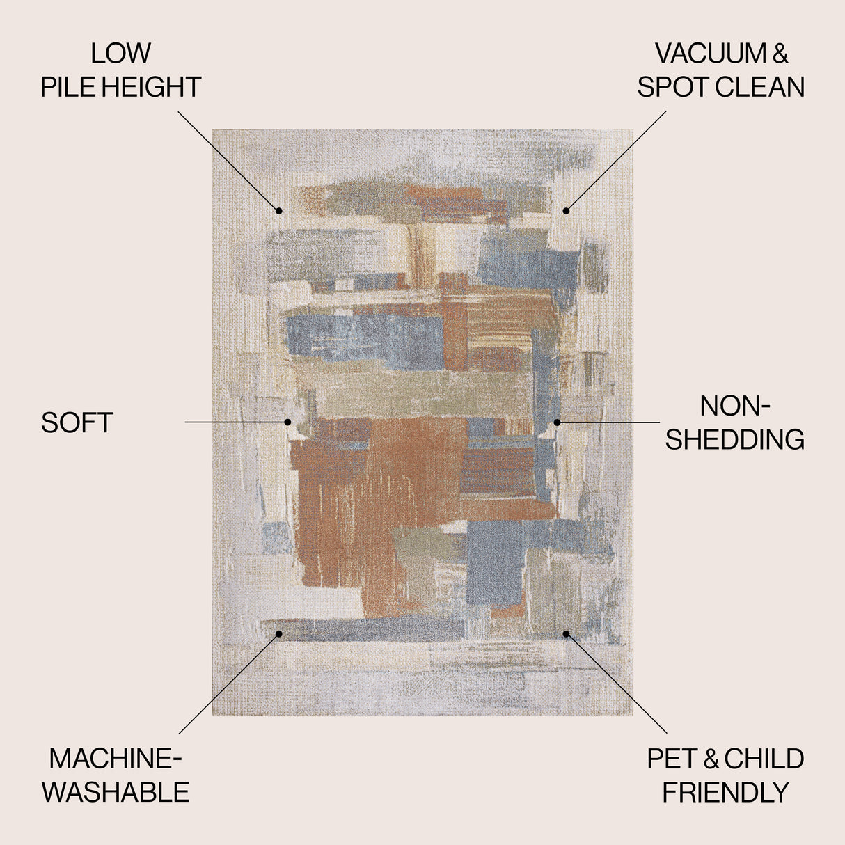 Weaver Abstract Coastal Watercolor Machine-Washable Area Rug