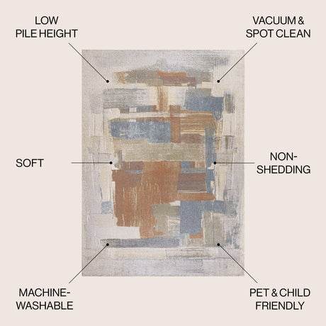 Weaver Abstract Coastal Watercolor Machine-Washable Area Rug