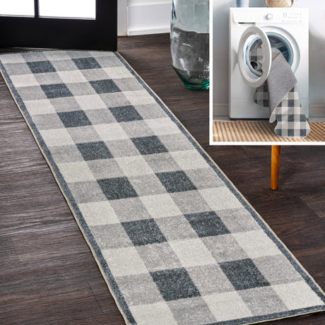 Gingham-Gradient-Plaid-Cottage-Machine-Washable-Runner-Rug-Runner-Rug-Runner-Rugs