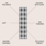 Gingham Gradient Plaid Cottage Machine-Washable Runner Rug Runner Rug