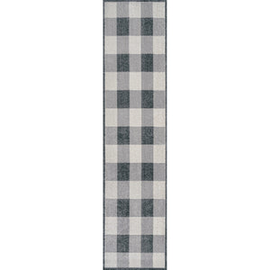 Gingham Gradient Plaid Cottage Machine-Washable Runner Rug Runner Rug