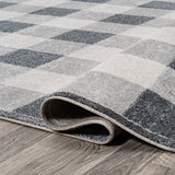 Gingham Gradient Plaid Cottage Machine-Washable Area Rug Area Rug