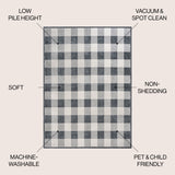 Gingham Gradient Plaid Cottage Machine-Washable Area Rug Area Rug