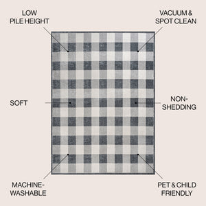 Gingham Gradient Plaid Cottage Machine-Washable Area Rug Area Rug