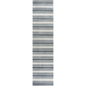 Fawning Two-Tone Striped Classic Low-Pile Machine-Washable Runner Rug
