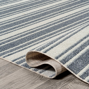 Fawning Two-Tone Striped Classic Low-Pile Machine-Washable Runner Rug