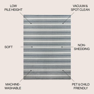 Fawning Two-Tone Striped Classic Low-Pile Machine-Washable Area Rug