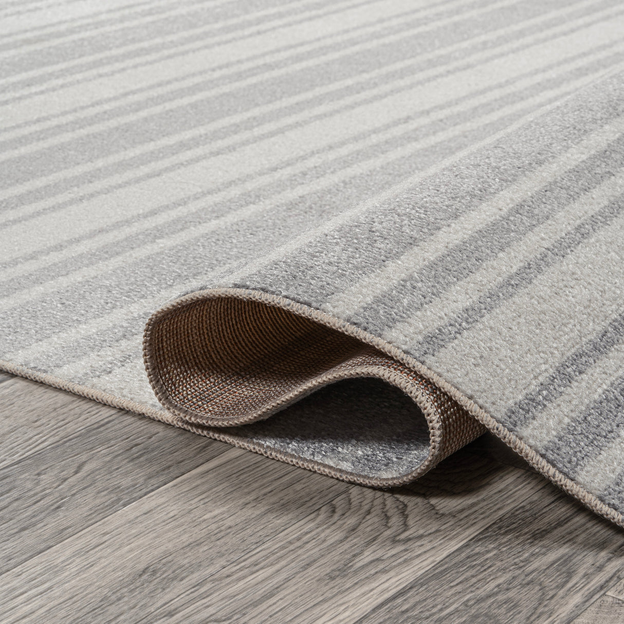 Fawning Two-Tone Striped Classic Low-Pile Machine-Washable Area Rug