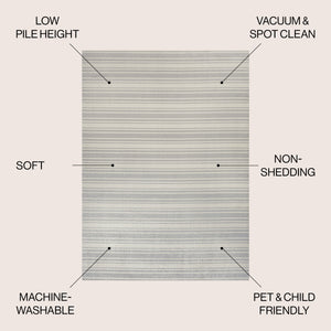Fawning Two-Tone Striped Classic Low-Pile Machine-Washable Area Rug