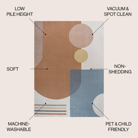 Slinger Modern Contemporary Collage Machine-Washable Area Rug