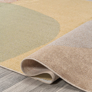 Pebble Geometric Contemporary Machine-Washable Area Rug