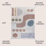 Riley Abstract Coastal Contemporary Machine-Washable Area Rug