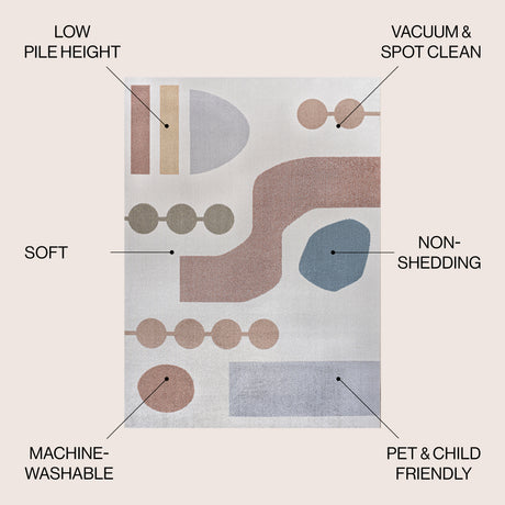 Riley Abstract Coastal Contemporary Machine-Washable Area Rug