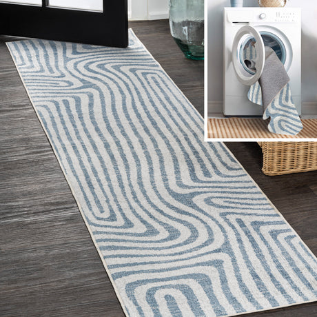 Maze-Abstract-Two-Tone-Low-Pile-Machine-Washable-Runner-Rug-Runner-Rugs