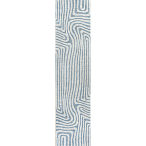 Maze Abstract Two-Tone Low-Pile Machine-Washable Runner Rug
