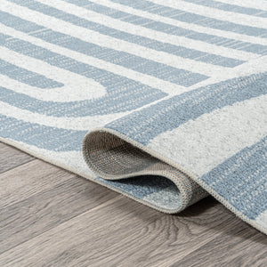 Maze Abstract Two-Tone Low-Pile Machine-Washable Runner Rug