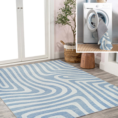 Maze-Abstract-Two-Tone-Low-Pile-Machine-Washable-Area-Rug-Area-Rugs