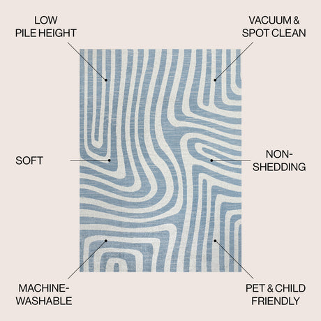 Maze Abstract Two-Tone Low-Pile Machine-Washable Area Rug
