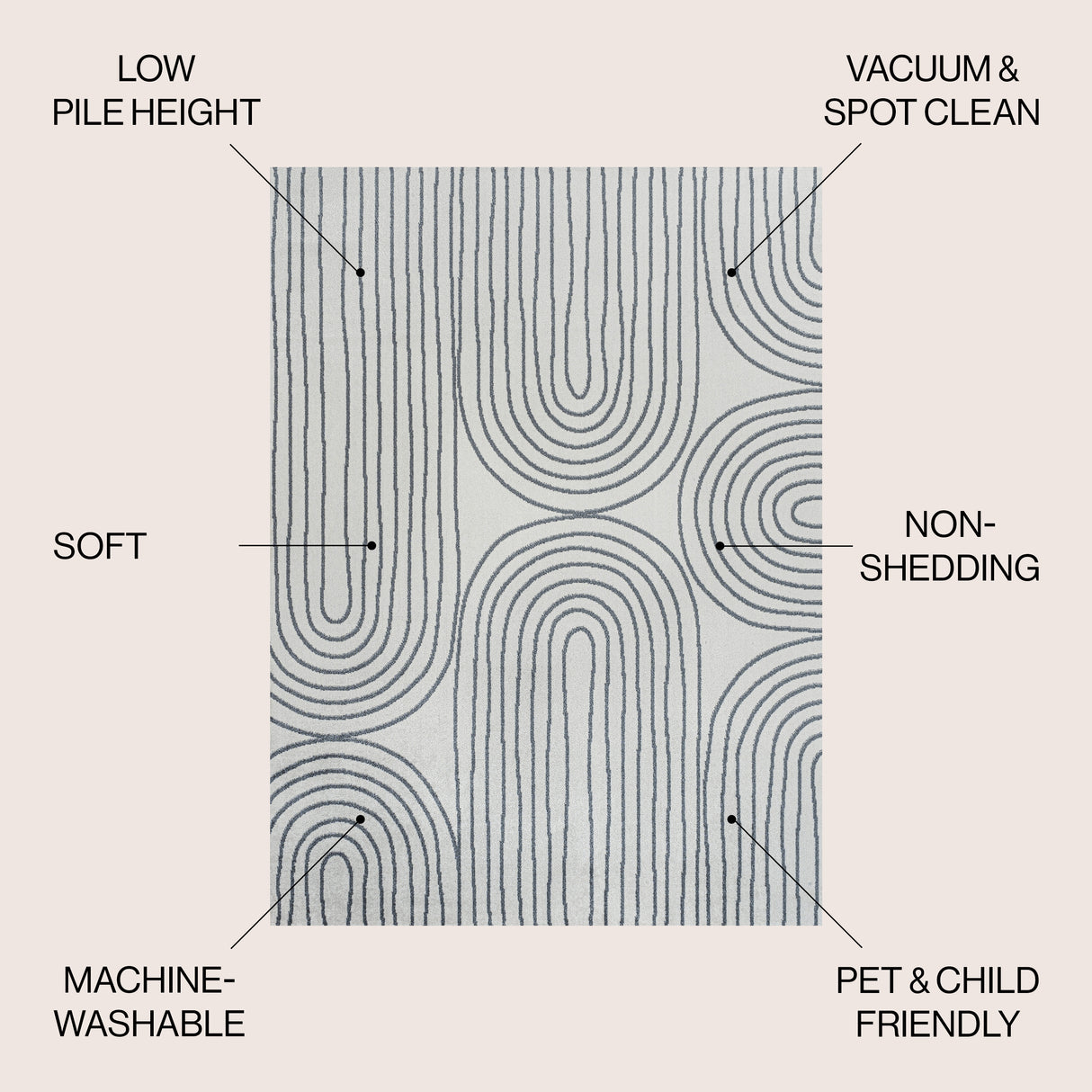 Doodle Contemporary Glam Geometric Machine-Washable Area Rug