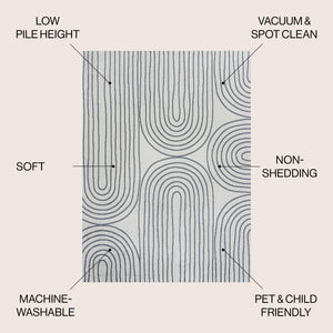 Doodle Contemporary Glam Geometric Machine-Washable Area Rug