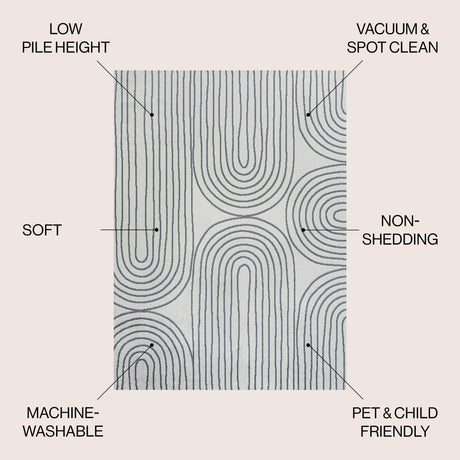 Doodle Contemporary Glam Geometric Machine-Washable Area Rug