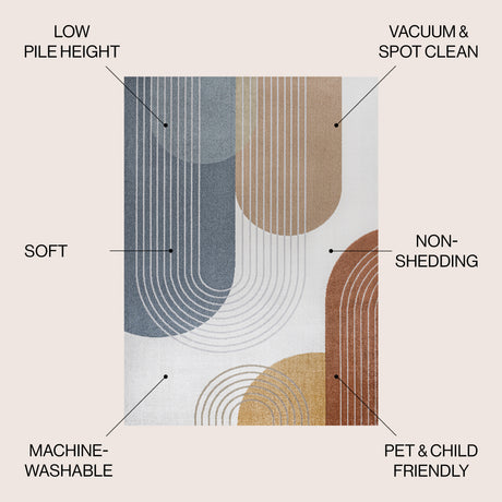Arches Contemporary Minimalist Machine-Washable Area Rug