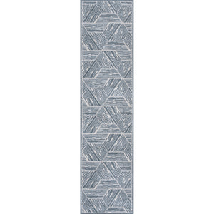 Vector Modern Coastal Geometric Machine-Washable Runner Rug