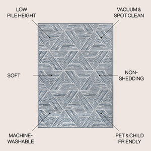 Vector Modern Coastal Geometric Machine-Washable Area Rug