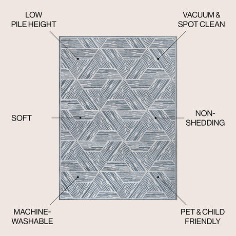 Vector Modern Coastal Geometric Machine-Washable Area Rug