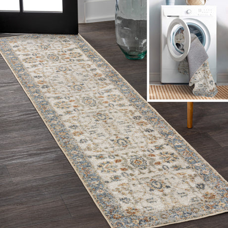 Hiero-Persian-Border-Low-Pile-Machine-Washable-Runner-Rug-Runner-Rugs