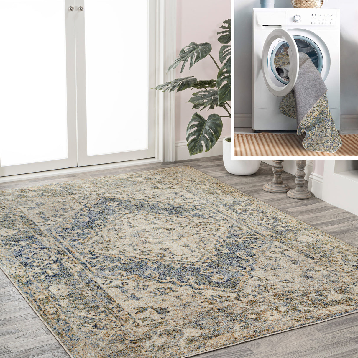 Pavel-Distressed-Medallion-Low-Pile-Machine-Washable-Area-Rug-Area-Rugs