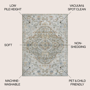 Shaemus Bohemian Medallion Low-Pile Machine-Washable Area Rug