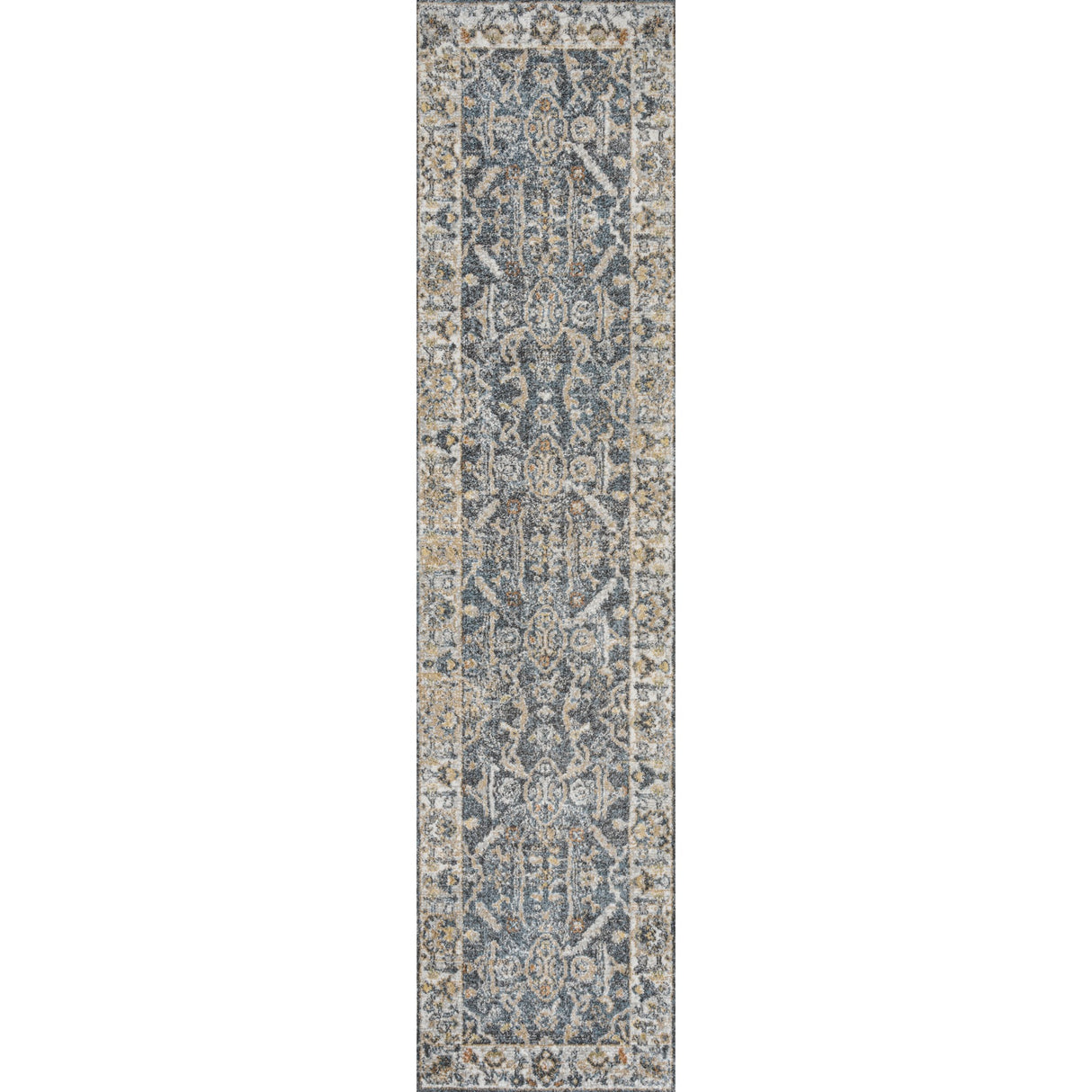 Brandy Rustic Border Low-Pile Machine-Washable Runner Rug