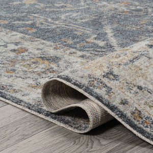 Brandy Rustic Border Low-Pile Machine-Washable Runner Rug