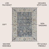 Brandy Rustic Border Low-Pile Machine-Washable Area Rug