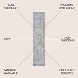 Brandy Rustic Border Low-Pile Machine-Washable Runner Rug