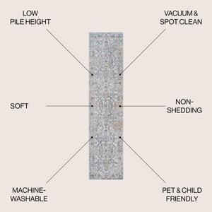 Brandy Rustic Border Low-Pile Machine-Washable Runner Rug