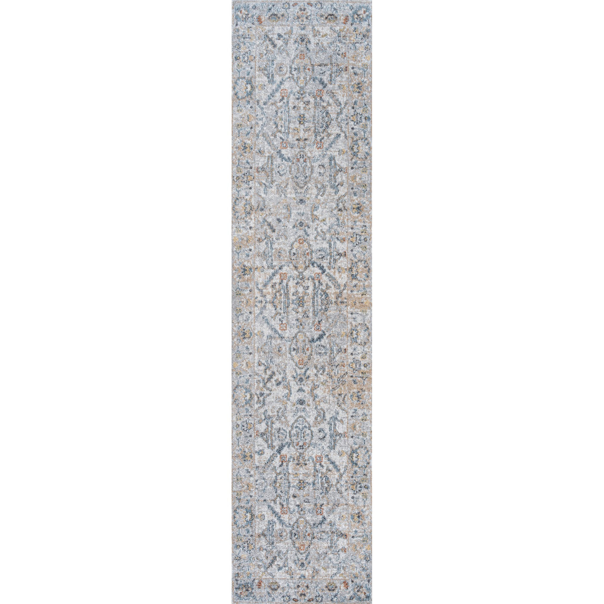 Brandy Rustic Border Low-Pile Machine-Washable Runner Rug