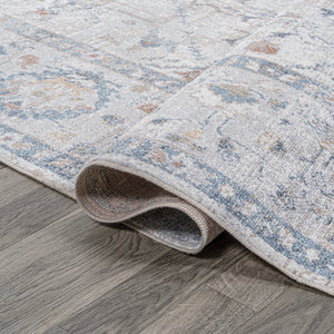 Brandy Rustic Border Low-Pile Machine-Washable Runner Rug