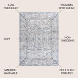 Brandy Rustic Border Low-Pile Machine-Washable Area Rug
